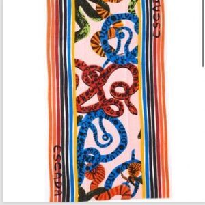 Escada Luxury Beach Towel Snake Print and Stripes Multicolor NWT $350